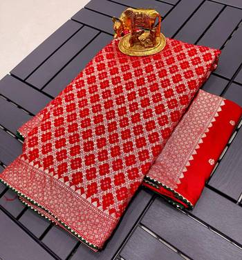 Red Kolkata Viscose Gharchola Saree 3