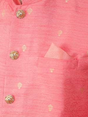 Manish creations men's woven pattan ethnic silk blend kurta sets with nehru jacket 4