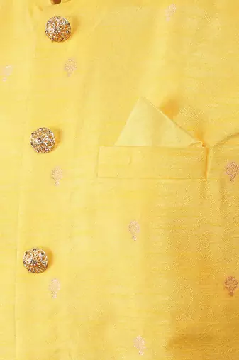 Manish creations men's woven pattan ethnic silk blend kurta sets with nehru jacket