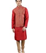 Manish creations men's ethnic motifs silk blend kurta sets with nehru jacket