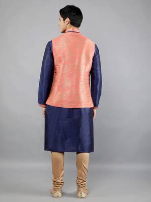 Manish creations men's floral pattan ethnic silk blend kurta sets with nehru jacket 2