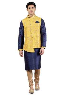 floral pattan ethnic silk blend kurta sets with nehru jacket 1