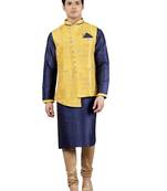 floral pattan ethnic silk blend kurta sets with nehru jacket