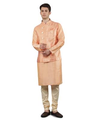 Manish creations men's ethnic motifs silk blend kurta sets with nehru jacket 1