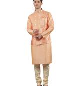 Manish creations men's ethnic motifs silk blend kurta sets with nehru jacket
