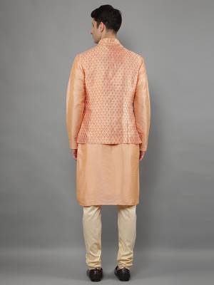 Manish creations men's ethnic motifs silk blend kurta sets with nehru jacket 2