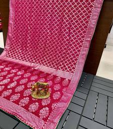 Hot Pink Kolkata Viscose Gharchola Saree