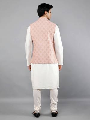 Manish creations men's ethnic motifs silk blend kurta sets with nehru jacket 2