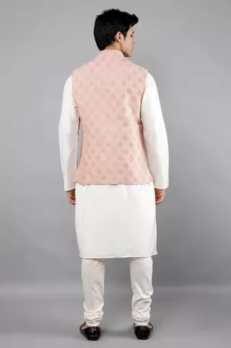 Manish creations men's ethnic motifs silk blend kurta sets with nehru jacket