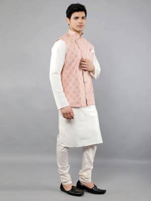 Manish creations men's ethnic motifs silk blend kurta sets with nehru jacket 3