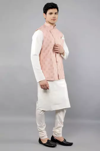 Manish creations men's ethnic motifs silk blend kurta sets with nehru jacket