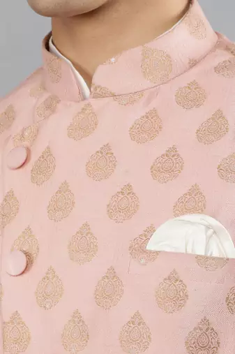 Manish creations men's ethnic motifs silk blend kurta sets with nehru jacket