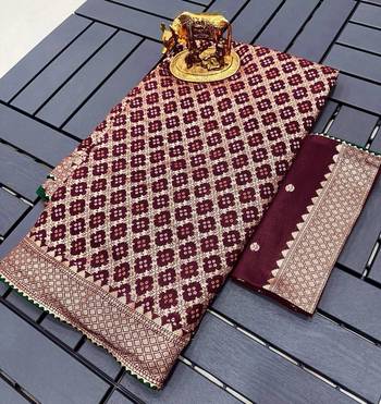 Maroon Kolkata Viscose Gharchola Saree 1