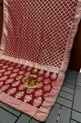 Maroon Kolkata Viscose Gharchola Saree