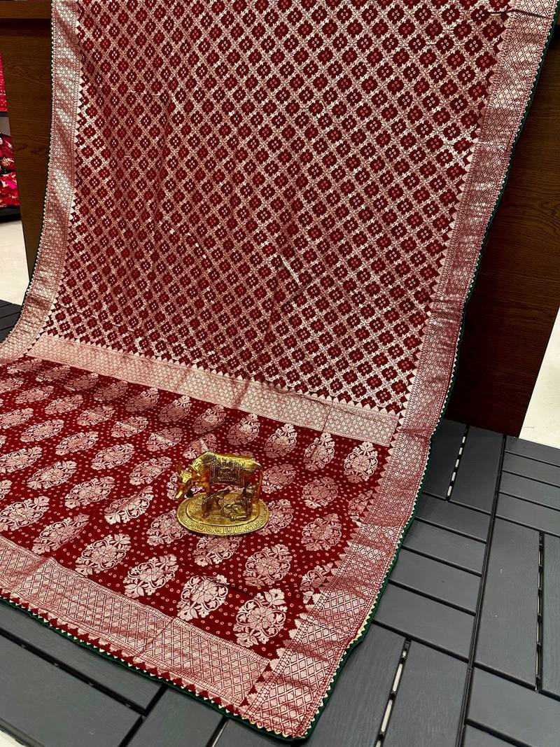 Maroon Kolkata Viscose Gharchola Saree