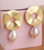 Matte gold plated natural drop studs