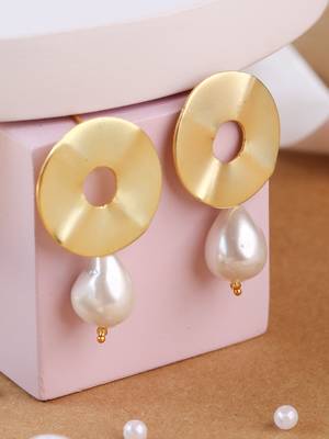 Matte gold plated natural drop studs 2