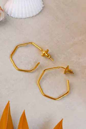 Ultra light hexagon hoop earrings