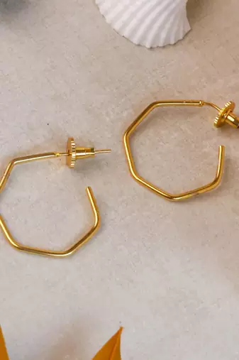 Ultra light hexagon hoop earrings