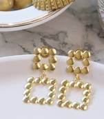 Matte gold plated square earring