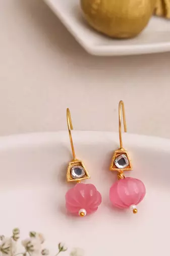 Delight carving drop hook earring