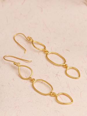 Geometric wired hook earrings - gold plated 1