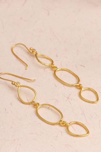 Geometric wired hook earrings - gold plated