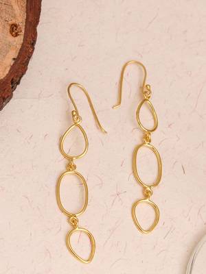 Geometric wired hook earrings - gold plated 2