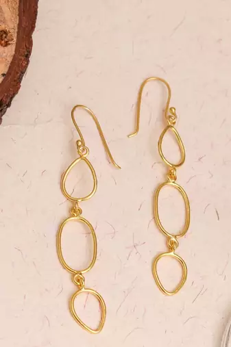 Geometric wired hook earrings - gold plated