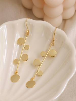 Statement circle hook earrings - gold plated 1