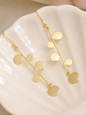 Statement circle hook earrings - gold plated 3