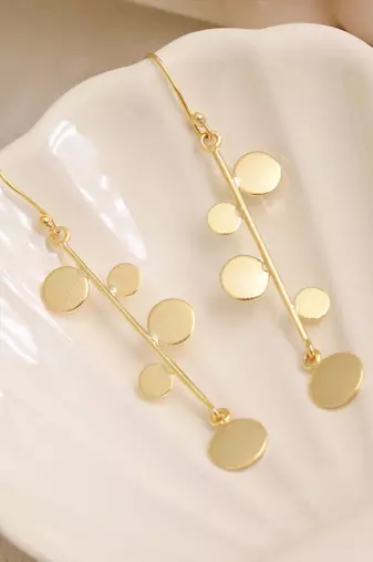 Statement circle hook earrings - gold plated