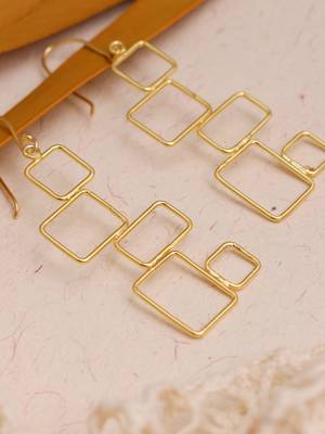 Geometric wired earrings - gold plated 2