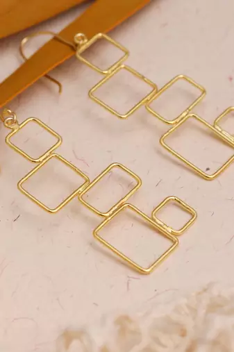 Geometric wired earrings - gold plated