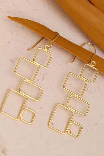 Geometric wired earrings - gold plated