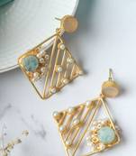 Handcrafted matte plated pastel stone earring