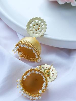 Matte gold plated jali jhumki 2