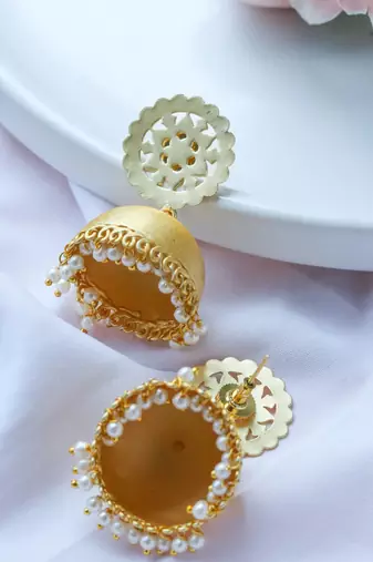 Matte gold plated jali jhumki