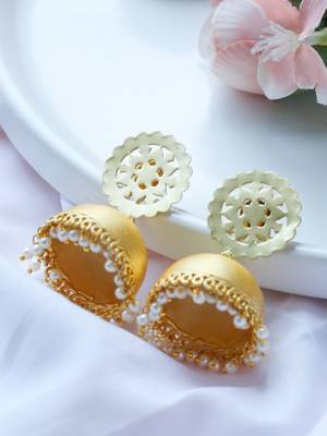 Matte gold plated jali jhumki 3