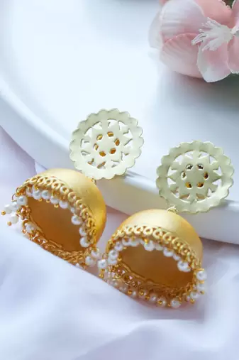 Matte gold plated jali jhumki