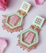 Indo-western carving meenakari earring