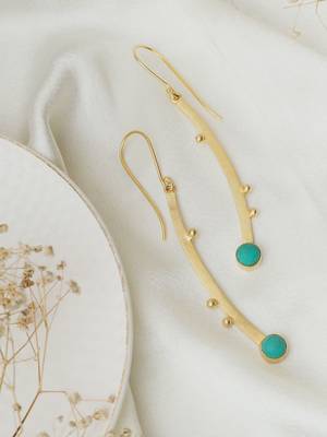 Western gold plated hook firoza earring 1
