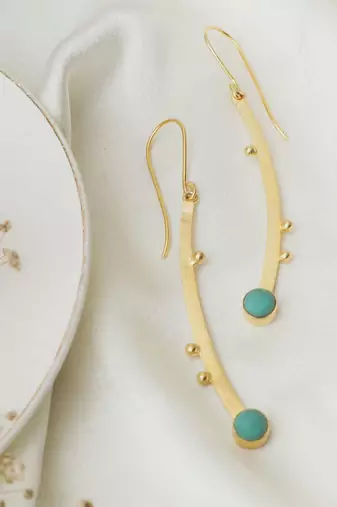 Western gold plated hook firoza earring