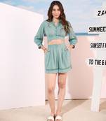 Sage green shorts set