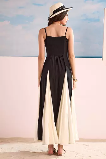 Black & ivory maxi dress