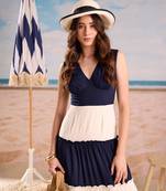 Navy & ivory maxi dress