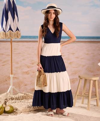 Navy & ivory maxi dress 2