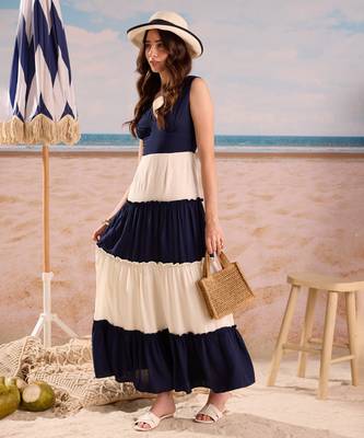 Navy & ivory maxi dress 3