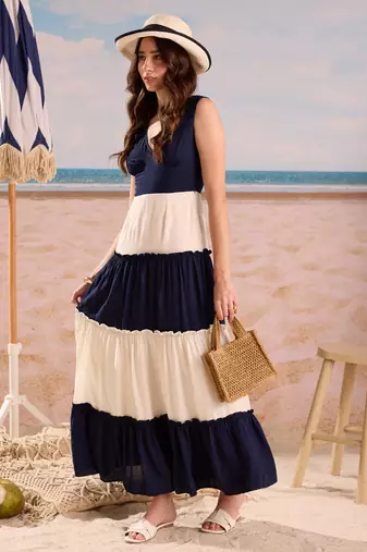 Navy & ivory maxi dress