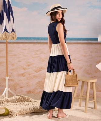 Navy & ivory maxi dress 4